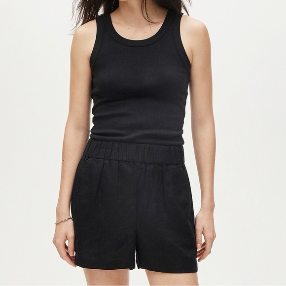 NWT SET Madewell black linen top Small and JCrew linen short size XS - Picture 4 of 7